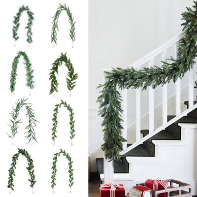 Grüne Weihnachts-Kiefernnadel-Rattan-Kunststoff-Partyartikel Lebensechte Kiefernranke Kamin Treppen Dekoration Weihnachtsbaumschmuck