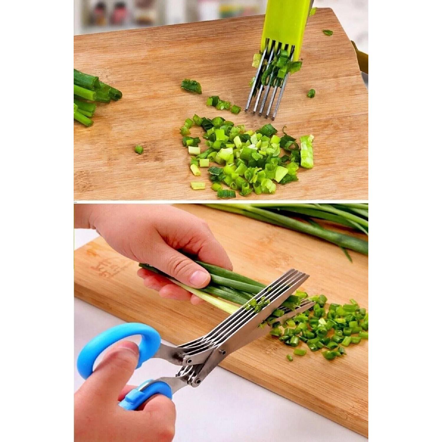 

Multi -layer 5 -knife Stainless Kitchen Shears Green Cutter Green Onion Parsley Vs Chopper