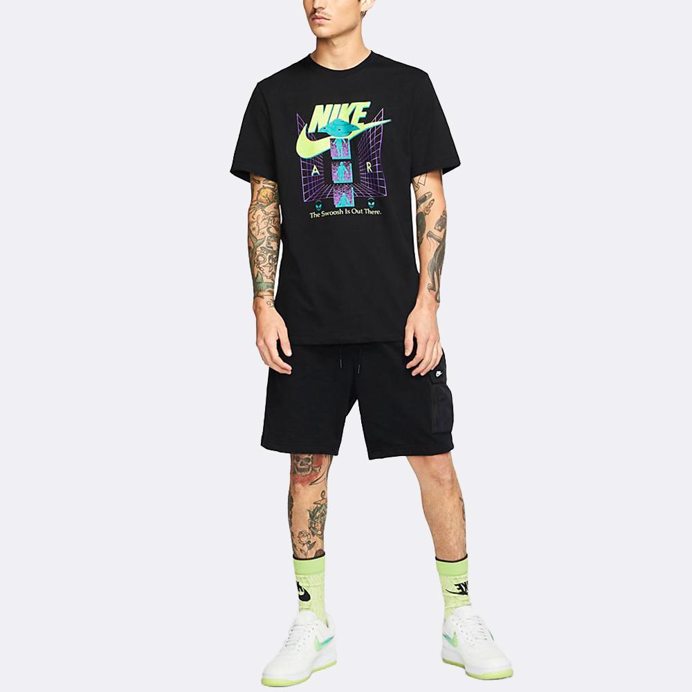 Nike Alien Print Logo Athletic Crew Neck T-Shirt Men Tops Black CU6949-010
