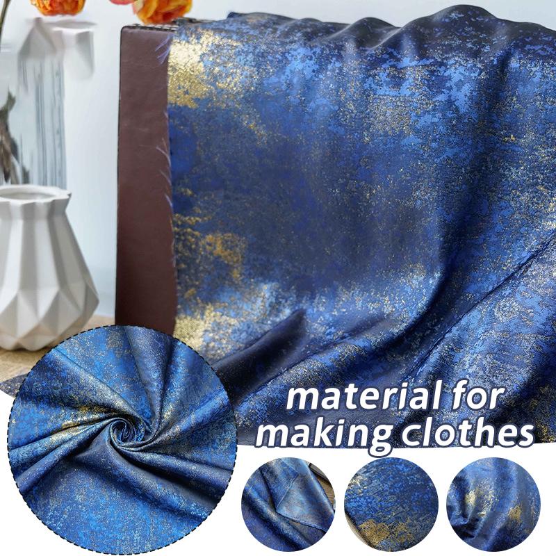 100x170cm Broccato Dorato Raso Astratto Retrò Inchiostro Tessuto Jacquard Per Cucire Abbigliamento Vestito Tenda Materiale per Lavoro a Maglia Fai da Te
