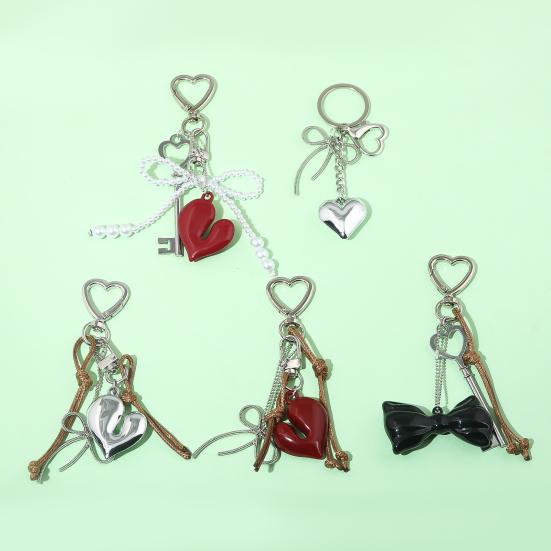 Heart Shape Bow Tie Keychain Pendant Lightweight Bag Charm Suitcase Backpack Wallet Keyring Fashion Accessory