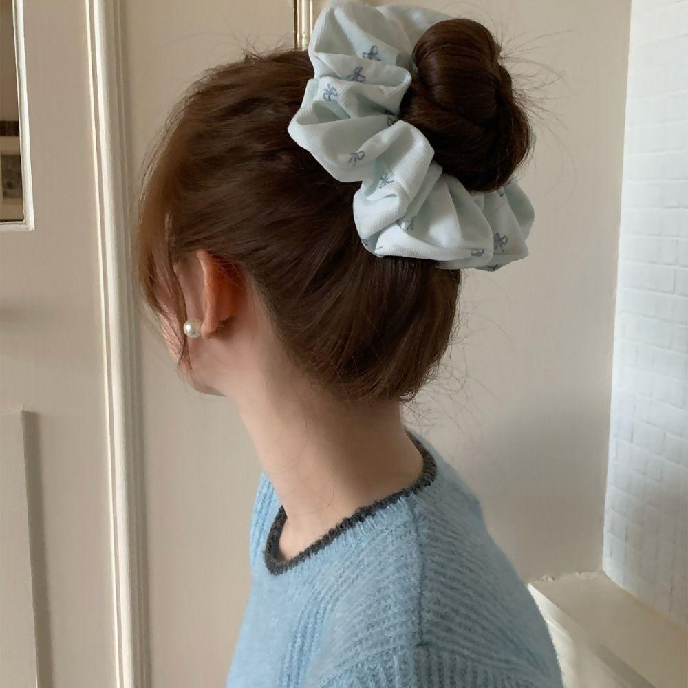 Handmade Blue Bow Hair Ties High Elasticity Hair Accessories Kawaii Hairband