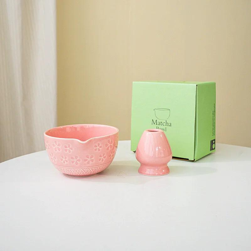 1/2pcs Traditional Japanese Matcha Bowl and Whisk Holder Tea Bowl with Pouring Spout for Office Table Tea Ceremony Party Gift