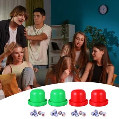 2 Sets Würfelbecher mit Sockel, 10-Punkt-Würfel, robuster manueller Shaker-Becher, für Erwachsene, Familienabend, Bar, Party, Glücksspiel, Trinkbrettspiel, Casino-Ausrüstung