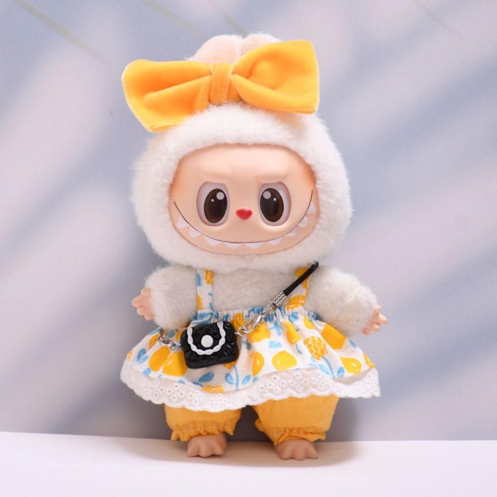 Handmade Sitting Labubu Time Cloth Butterfly 17cm Plush Dolls Clothes  Children Gift