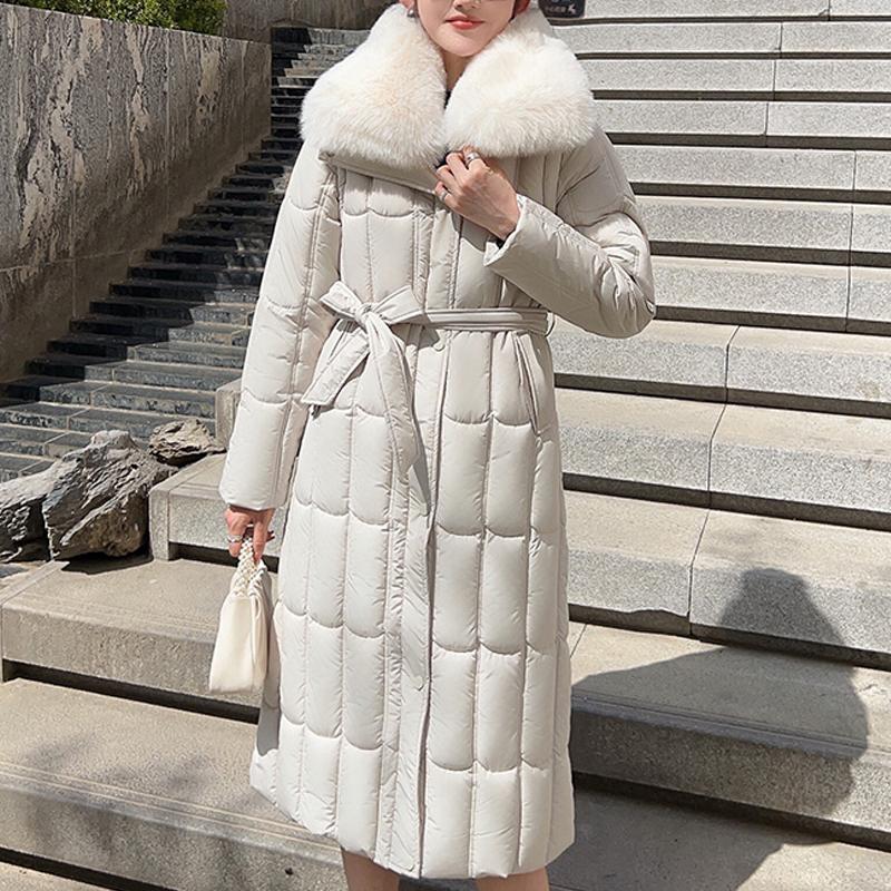 Detachable sleeves Plus Size L-7XL Fashion Woman Winter Coats With Belt Big Faux Fur Collar Long Parkas Hooded Loose Thick Female Jackets