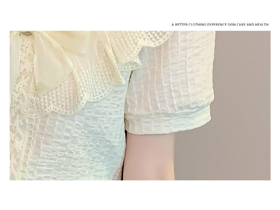 Women's French Chic Lace Chiffon Blouse - Spring Fashion Short Sleeve, Slimming and Stylish