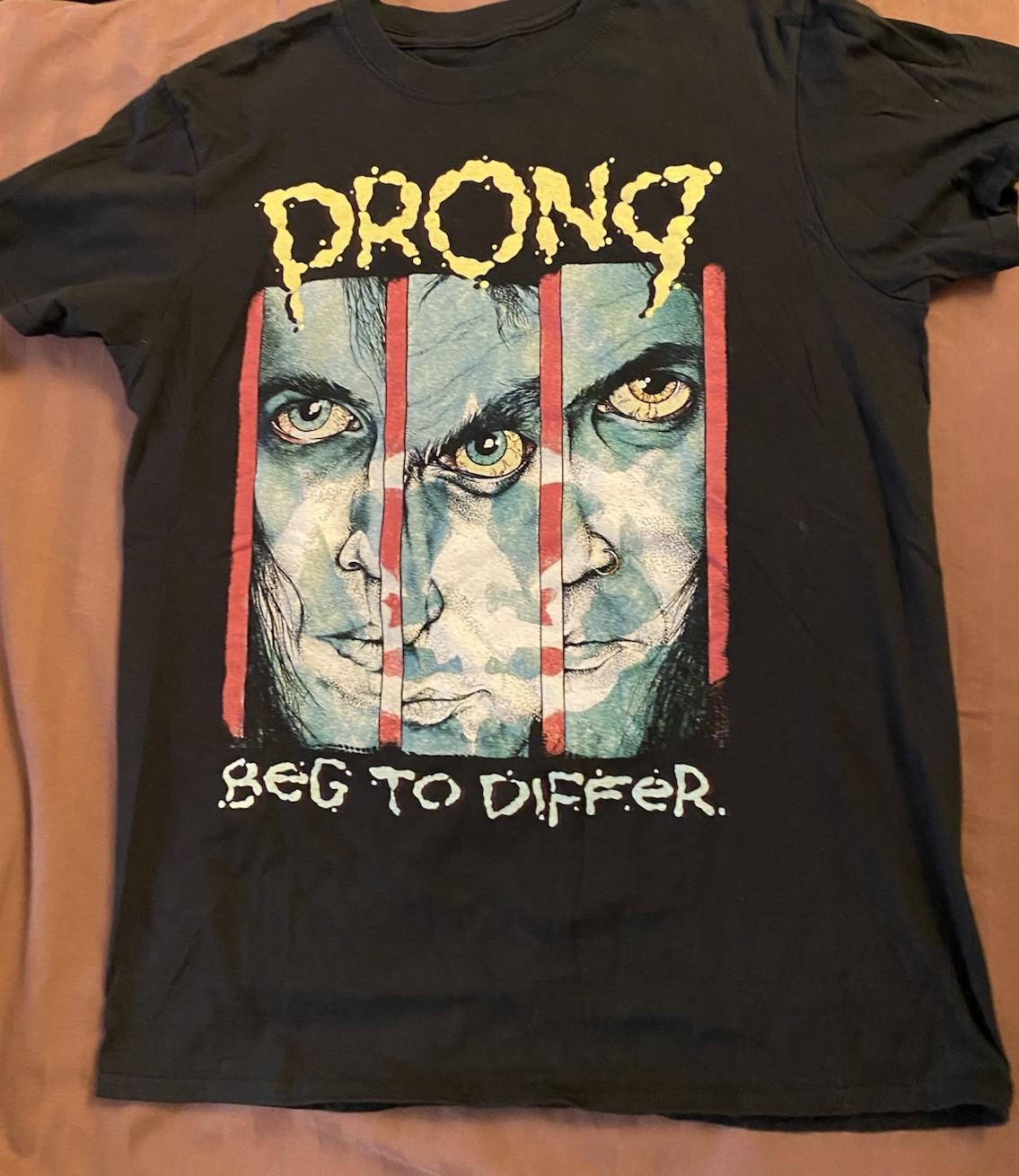 Prong  Beg To Differ  Band T-shirt Adult Medium Black Single Sided Unisex T-Shirt S