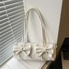 Elegant Bow Women's Small Pillow Handbags Pu Leather Ladies Shoulder Underarm Bags Barrel-shaped Purse Female Tote Crossbody Bag