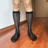 Men Thin Business Dress Socks Stretchy Nylon Sheer Knee Highs Dress Socks Over the Calf Dress Socks Sheer Casual Socks