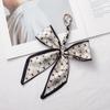 Silk Scarf Keychain with Horseshoe Buckle and Ribbon Bow for Bags and Cars