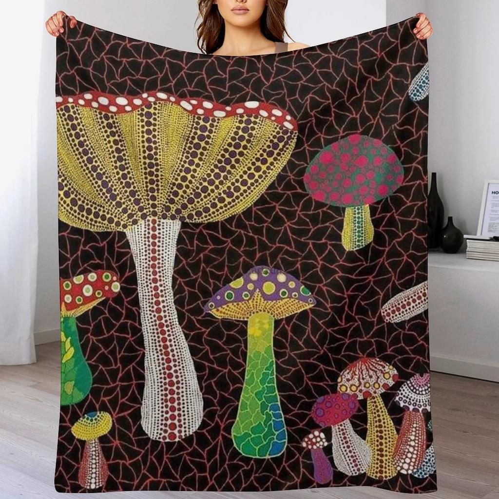 Mashrooms Throw Blanket Soft Bedroom Blanket for Night Sleeping
