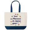 Tote Bag - PLANETEE - Mamoune She's Awesome - Blue Background - Cotton 40×45 Cm - Large Size