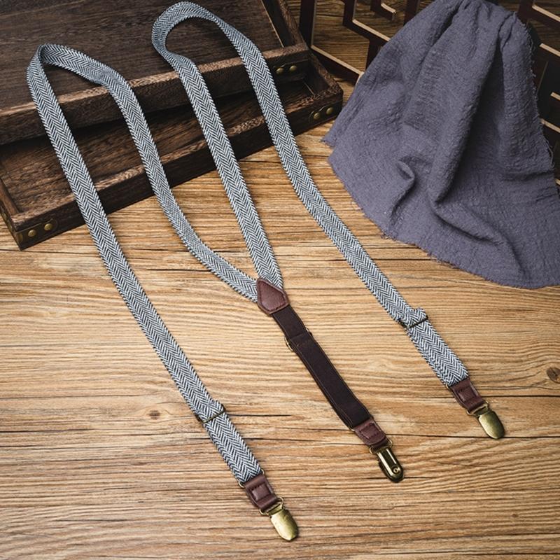 Antislip Suspenders for Men with Secure Strong 3 Clip Attachment Formal Pants Elastic Brace for Business Meeting