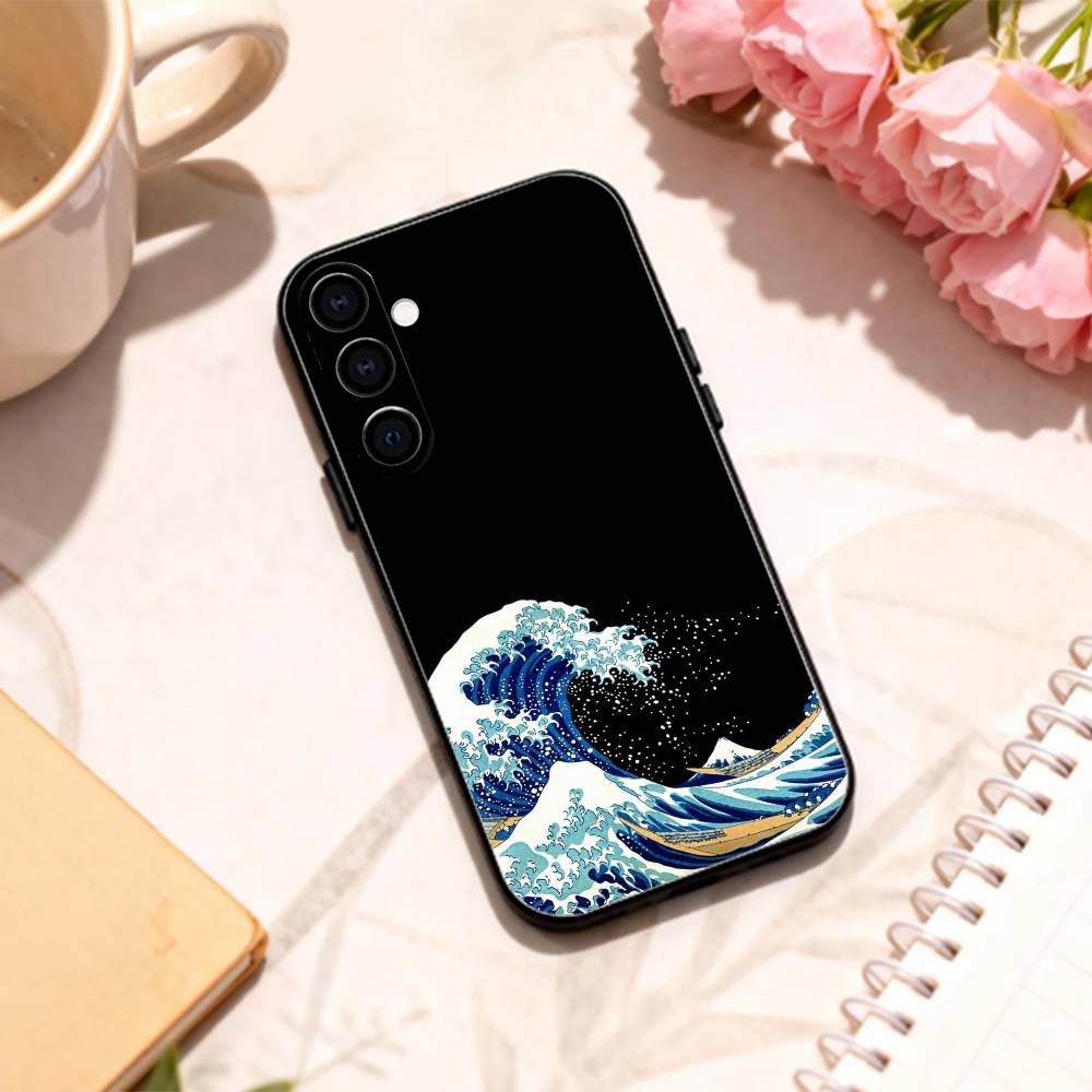 Cool G-Great W-Wave Kanagawa Phone Case For Samsung Galaxy A73,A72,A71,A70,A53,A52,A51,Others Soft Black Shell