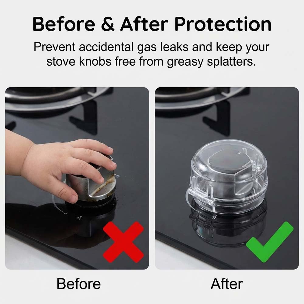 1/5 STKS Kookplaat Knophoes Clear Black Universele Maat Gas Knophoezen Knophoezen Voorkomen dat Kinderen & Huisdieren Kookplaten Aanzetten