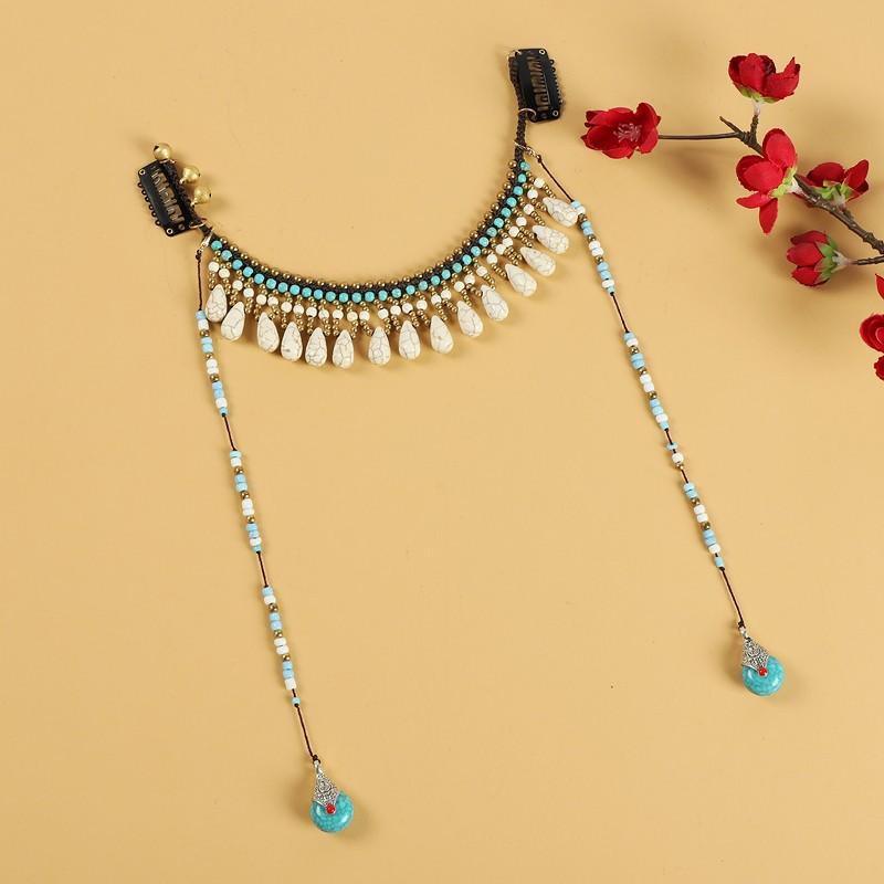 

Оригинальный дизайн украшение на лоб бахрома подвеска для бровей ретро головной убор тибетский экзотический антикварные аксессуары для волос красный женщина