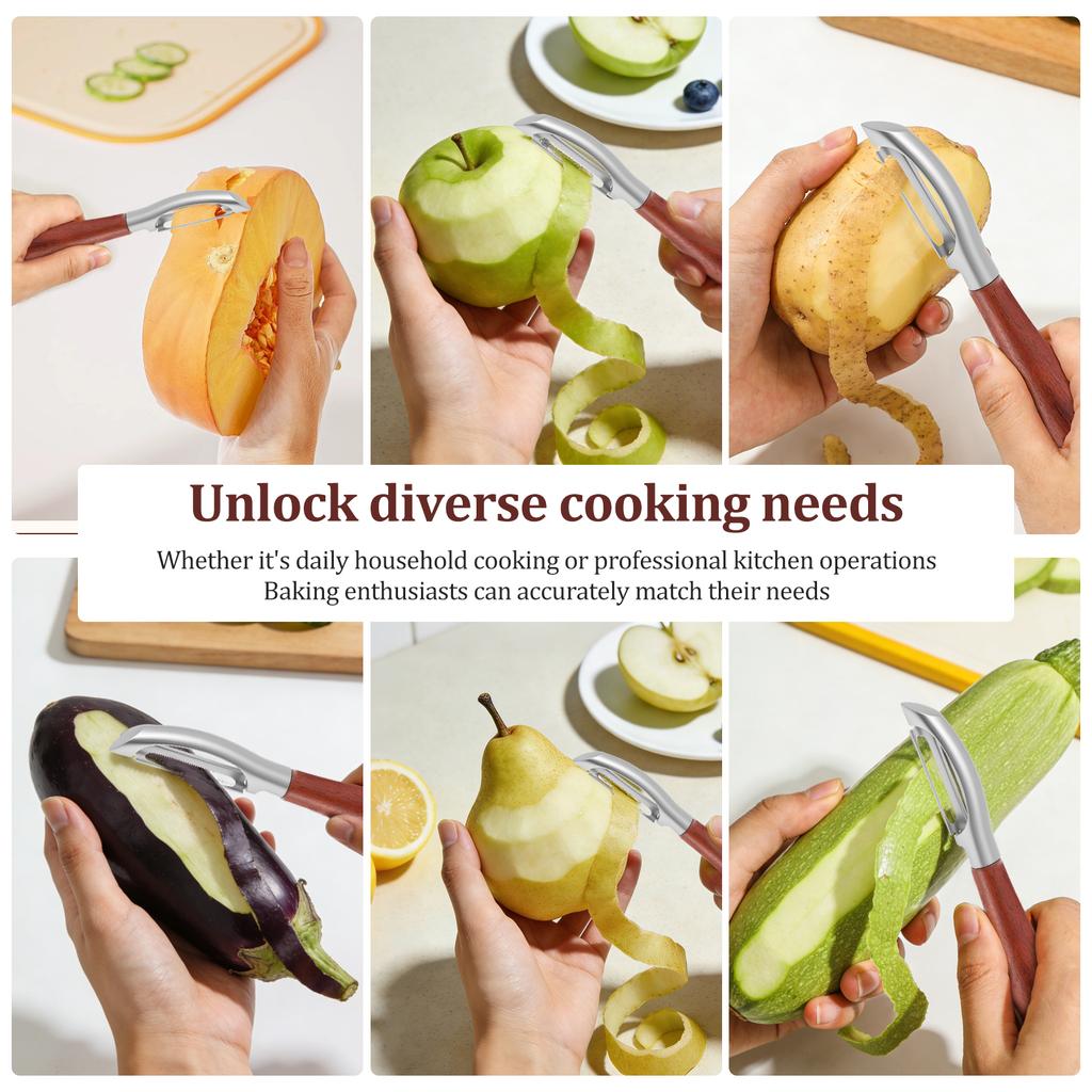 Stainless Steel Peeler Multi-functional Vegetable Peeler with Nonslip Wood Handle Potato Peelers Carrot Peeling Tool for Kitchen
