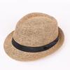 Jazz hat, linen solid color top hat, men's and women's crimped couple's sun hat