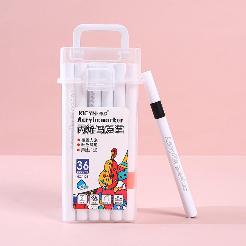 Acrylic Marker 24-Color Quick-Drying Watercolor Pen Children'S Art Ceramic Stone Graffiti Painting Press-Free Brush