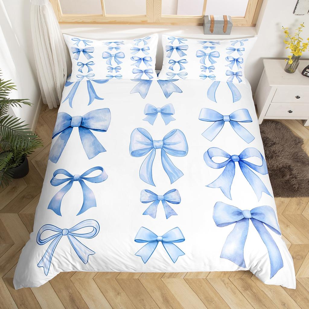 Homewish Mädchenhaftes Rosa Schleife Bettbezug Set, Kawaii Prinzessin Schleife Bettwäsche Set, Cartoon Schleifenstil Bettset