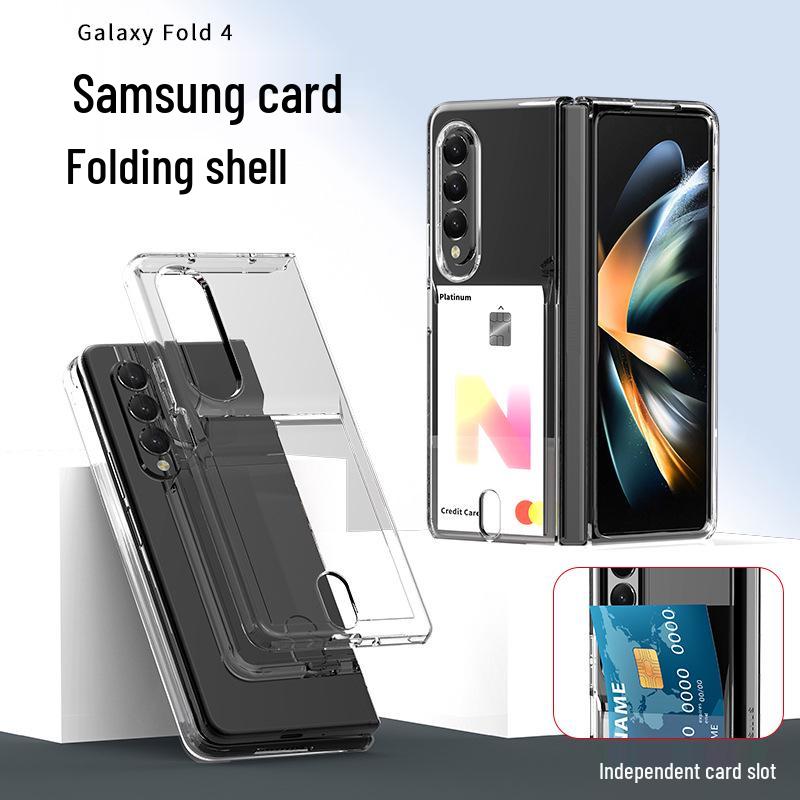 Capa porta-cartões anti-queda para Samsung Galaxy Z Fold 6, TPU transparente, compatível com Fold 5, design dobrável.