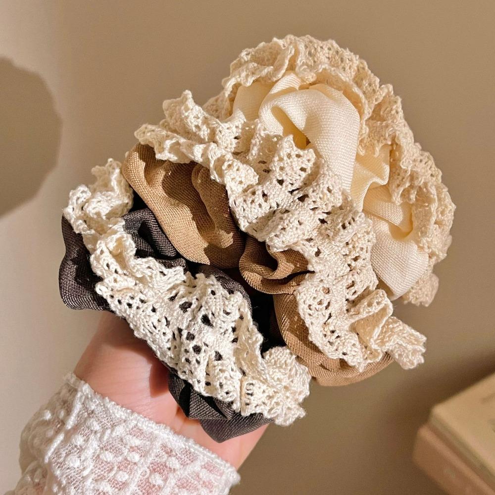 3pcs Lace Intestine Hair Loop Girlish Feeling Tied Hair Headband High Elasticity Non Damaging Rubber Band Cute Hair Accessories