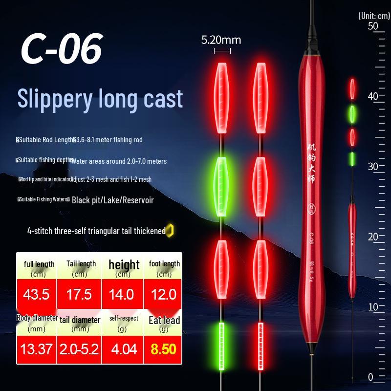 Canna da Pesca a Roccia a Lunga Distanza con Galleggiante Elettronico Luminoso a Doppio Uso per Giorno e Notte - Marcatore Scorrevole Spesso Super Accattivante