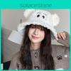 Plush Fisherman Cute Hat With Big Eyed Embroidery And Ear Design For Daily