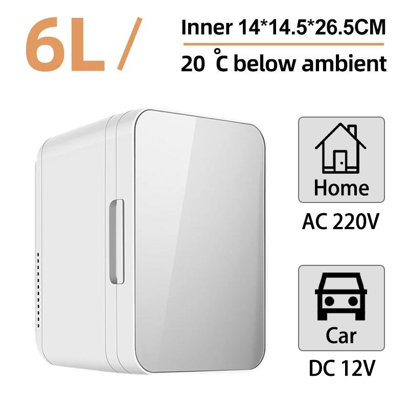 

6L Мини-автомобильный холодильник 12 В постоянного тока 220 В переменного тока Электрический портативный косметический охладитель, подогреватель, автомобильный мини-холодильник, ледяная коробка для дома, кемпинга, путешествий