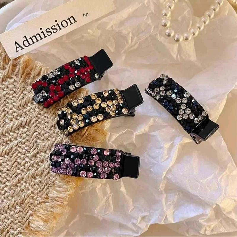 

4Pcs Women Exquisite and Dazzling Sparkling Diamond Hair Clip Edge Clip Clip Headband 2026 New High End Bangs Duckbill Clip Card