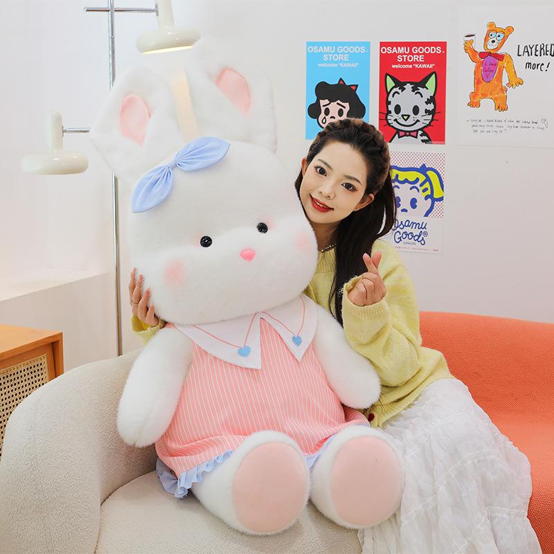 Cute Striped Skirt Nini Rabbit Plush Toy Girl Birthday Gift Chinese Valentine's Day Confession Doll Home Pillow