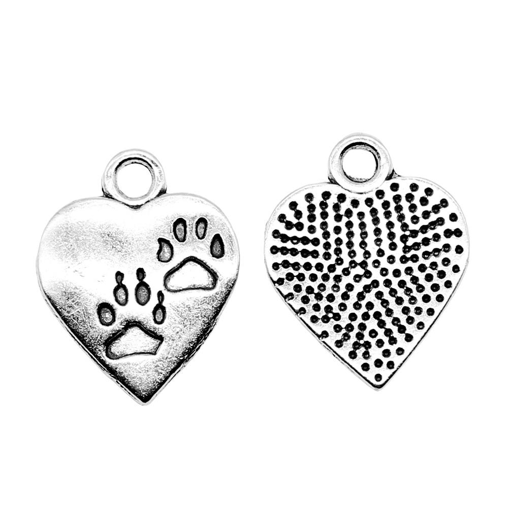 

10шт подвески в форме лапы в виде сердца античное серебро цвет цинковый сплав 17х13мм