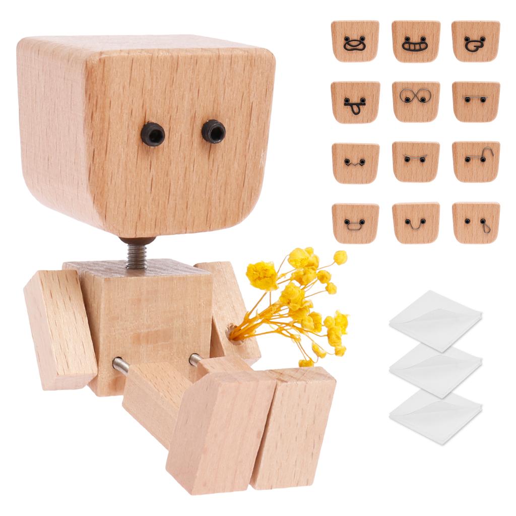 Shaking Wooden Man Figurine Handmade Shaking Man Statue Cute Little Wooden Statue That Sways Shaking Feet Wooden Doll for Office