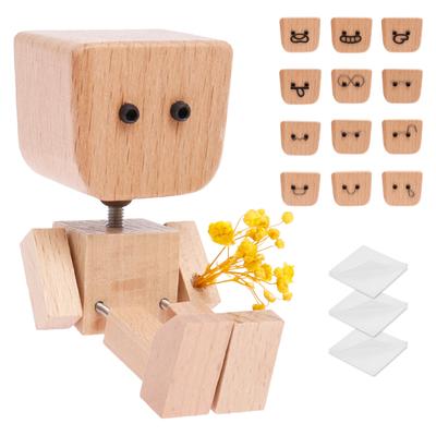 Shaking Wooden Man Figurine Handmade Shaking Man Statue Cute Little Wooden Statue That Sways Shaking Feet Wooden Doll for Office