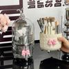 Cutie de depozitare pentru pensule de machiaj cu design de grilă rotativă, recipient de depozitare cosmetică de capacitate mare pentru dormitor și baie