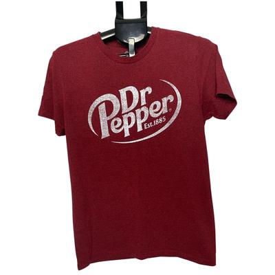 Dr Pepper Vintage Retro Style Graphic T Shirt Burgundy Red Logo Tee Small Unisex