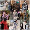 Tassel Plaid Wool Scarf Mohair Long Shawl Elegant Winter Cashmere Scarves  Student