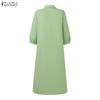 ZANZEA Women Casual Turn Down Collar Long Sleeve Loose Shirt Dress