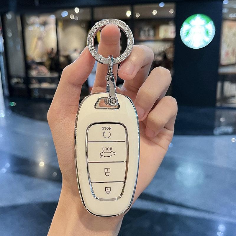 

Tpu Car Key Case Cover For Hyundai Tucson Solaris Sonata Hybrid Nexo Nx4 Santafe Dn8 Accessories