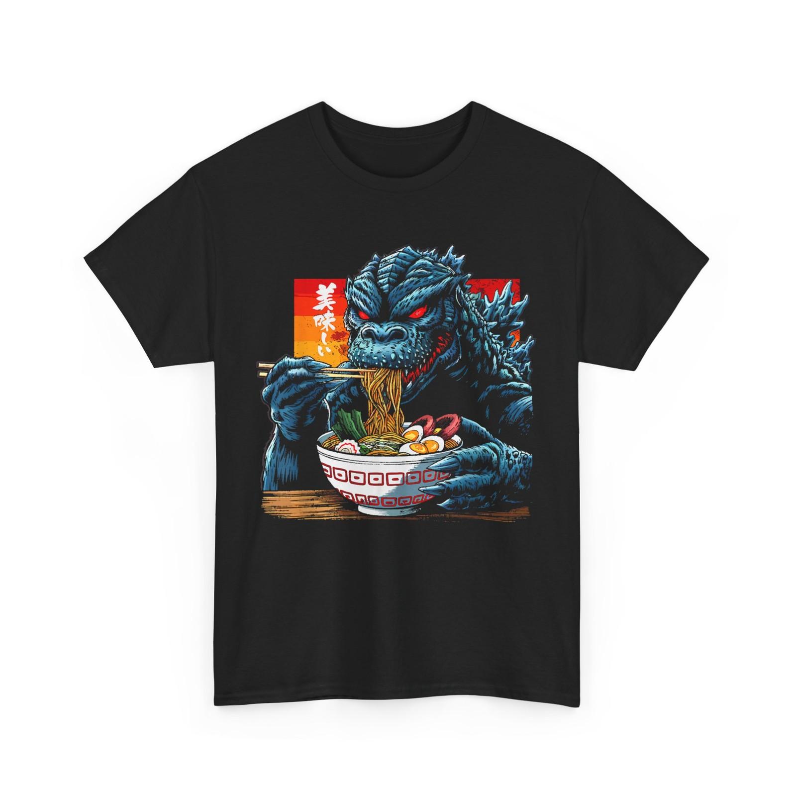 Funny Kaiju Eating Ramen Japanese Monster Lover Birthday T-Shirt Mens Womens Tees Top 4XL