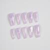 30-Piece Medium Trapezoid Taro Purple Nail Set with White Butterfly French Tip Stickers