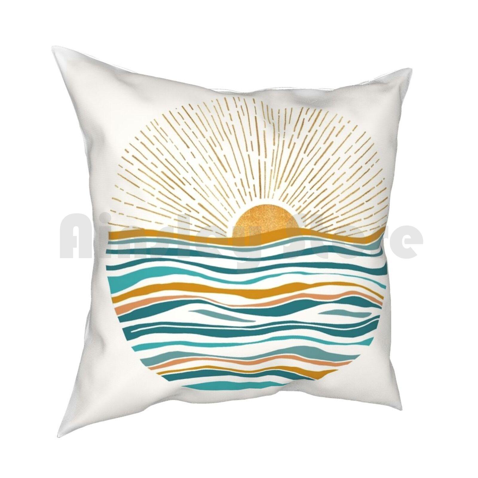 Sun And Sea Abstract Landscape Pillow Case Printed Home Soft DIY Pillow Cover Sun Sunshine Sunset Sunrise Abstract 30x30cm 12x12in