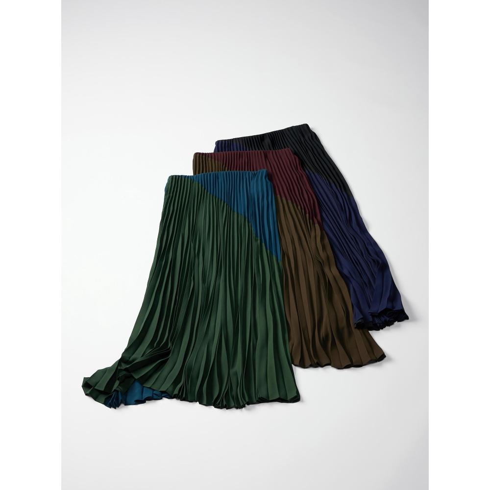 Uniqlo Pleated Long Skirt  Color Block 