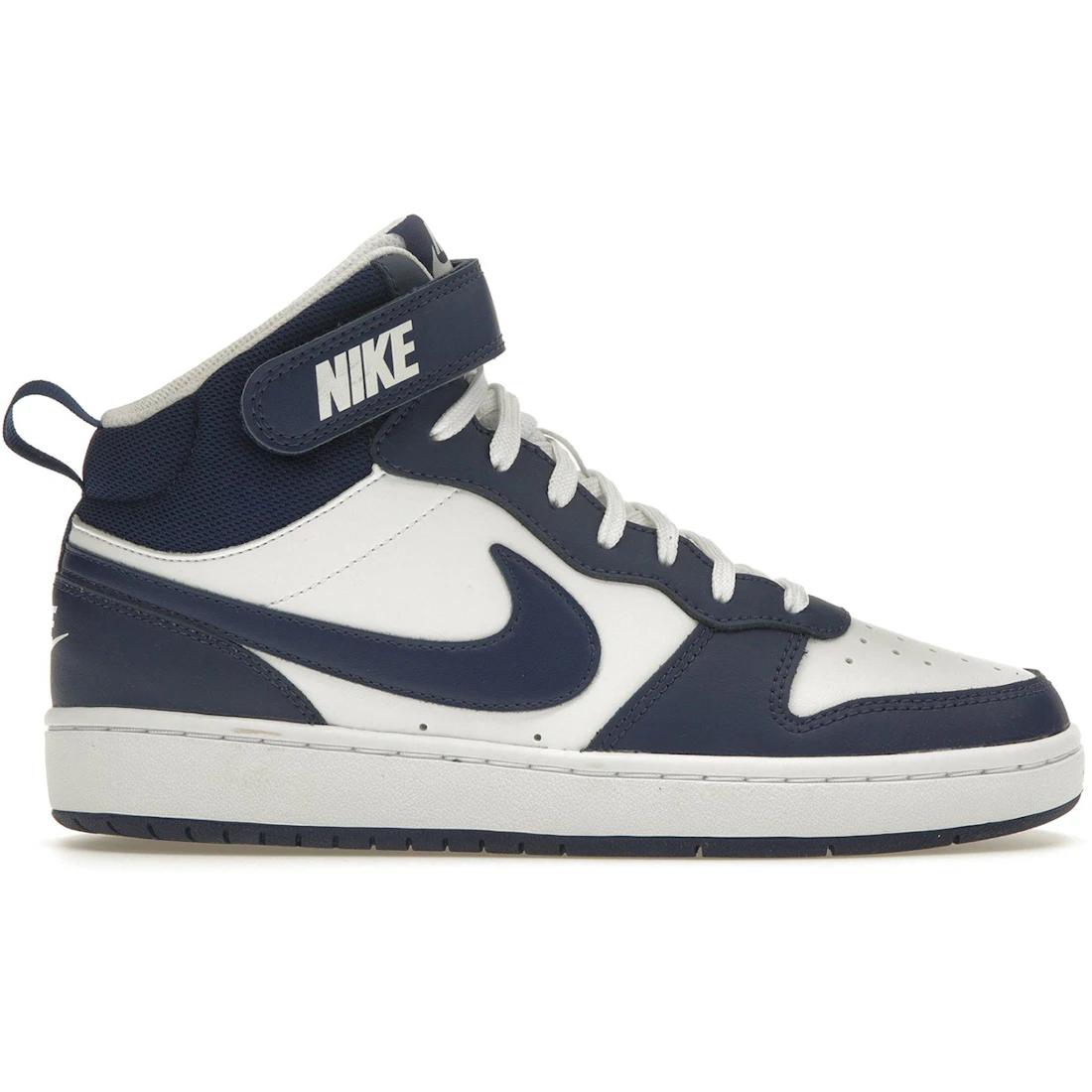 

Кроссовки Nike Court Borough Mid 2 Белые Синий Вакуум (GS)(CD7782-107) 36