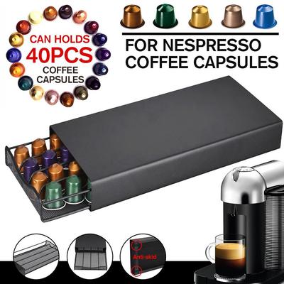 40 Capsules Praktische Koffie Lades Capsules Houder Planken Voor Nespresso Zwarte Koffie 1 Stuks Koffie Capsule Organizer Opbergstandaard