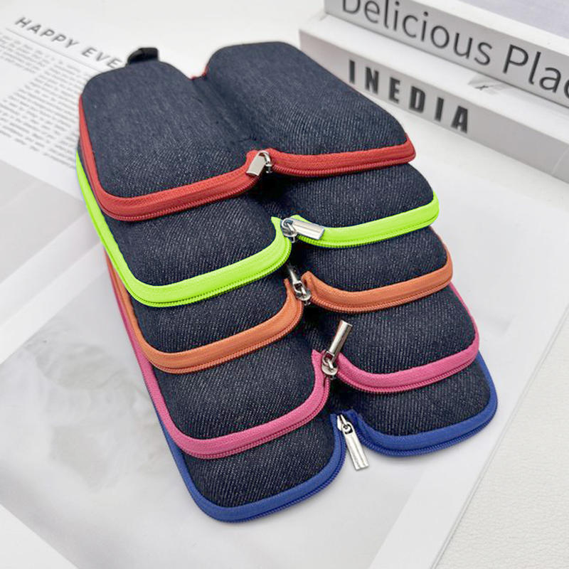Fashion Denim Fabric Glasses Box Zipper Sunglasses Protection Container Eyeglasses Case Reading Glasses Organizer Carry Bag