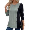 Women's Color Blocking Button Slit Casual Long Top