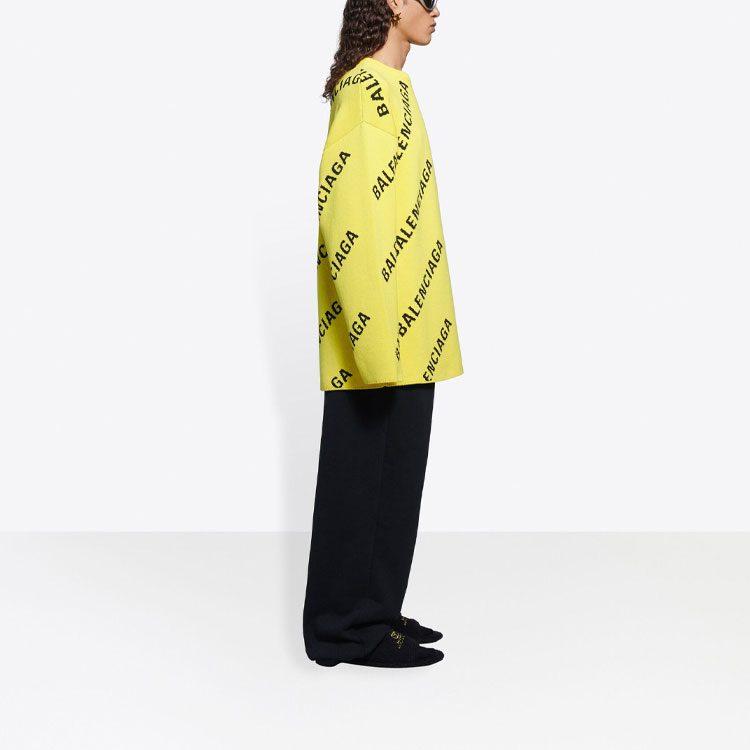 Balenciaga Allover Logo Knit Oversized Crewneck 657401T32007440