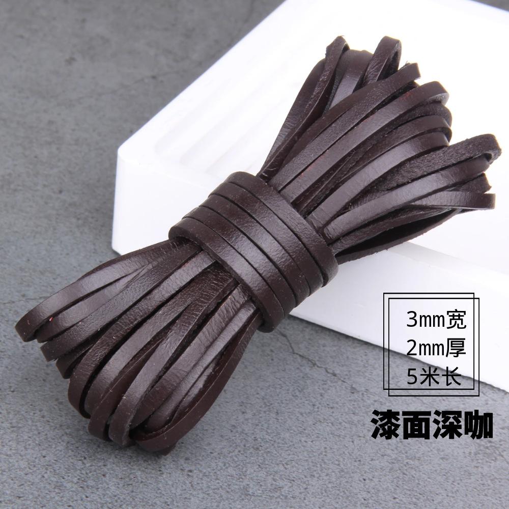 Diy Jewelry Material Handmade Beaded Accessories, Real Cowhide Strip 3Mm Wide First Layer Flat Leather Rope Bracelet Necklace Rope